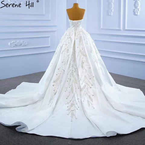 White Mermaid Overskirt Wedding Dresses 2025 Elegant Flowers Beaded Bride Gowns HM67282 Custom Made