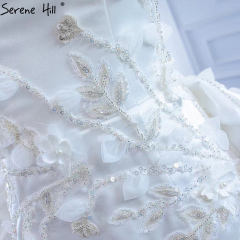 White Mermaid Overskirt Wedding Dresses 2025 Elegant Flowers Beaded Bride Gowns HM67282 Custom Made