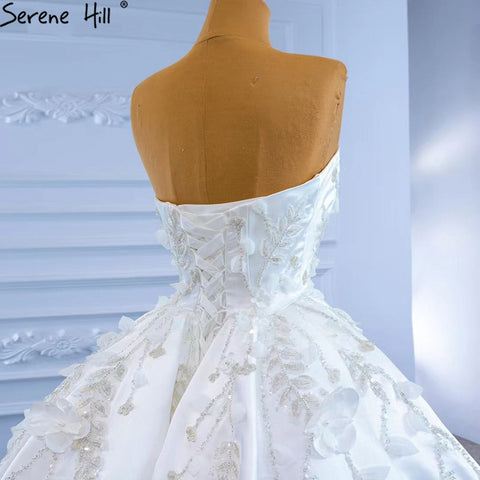 White Mermaid Overskirt Wedding Dresses 2025 Elegant Flowers Beaded Bride Gowns HM67282 Custom Made