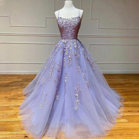 White Nude A-Line Prom Dresses 2025 Crystal Lace Flower Spaghetti Strap Graduation School Party Gown LA70506