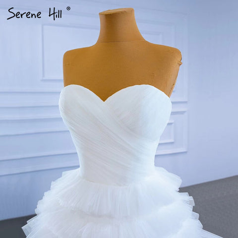 White Princess Ruffles Wedding Dresses 2025 Simple Sexy High-end Bride Gowns HM67308 Custom Made