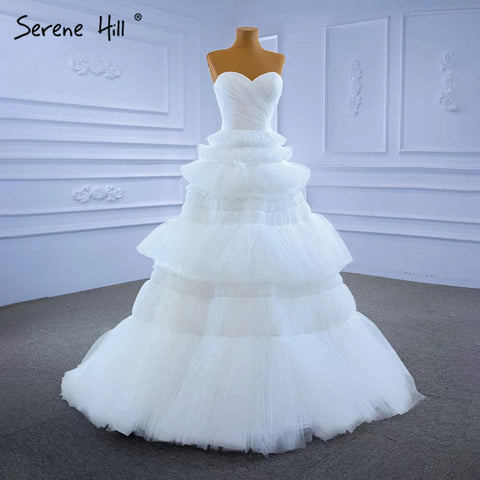 White Princess Ruffles Wedding Dresses 2025 Simple Sexy High-end Bride Gowns HM67308 Custom Made