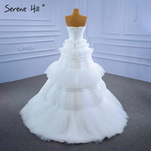 White Princess Ruffles Wedding Dresses 2025 Simple Sexy High-end Bride Gowns HM67308 Custom Made