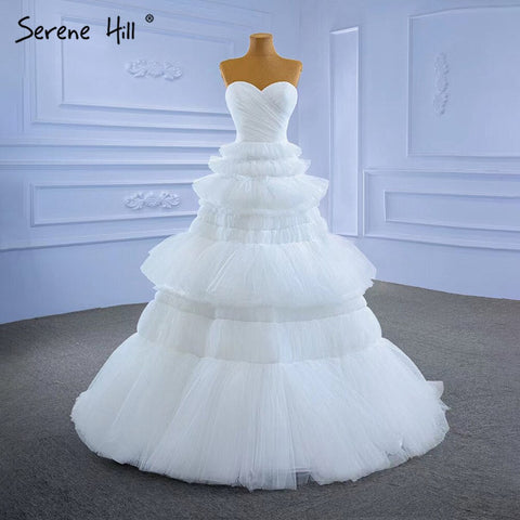 White Princess Ruffles Wedding Dresses 2025 Simple Sexy High-end Bride Gowns HM67308 Custom Made