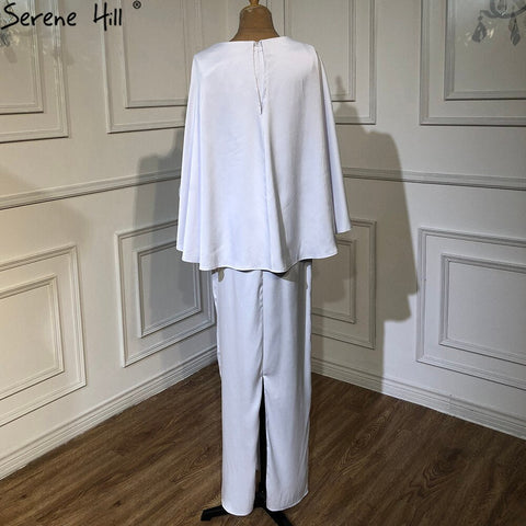 White Satin Mermaid Evening Dresses Gowns 2025 Batwing Sleeves Ankle Length For Women Party LA70681