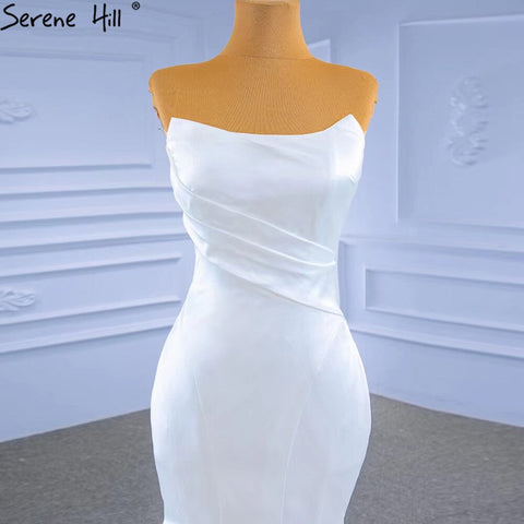 White Satin Mermaid Wedding Dresses 2025 Simple Elegant Sexy Bride Gowns HM67297 Custom Made