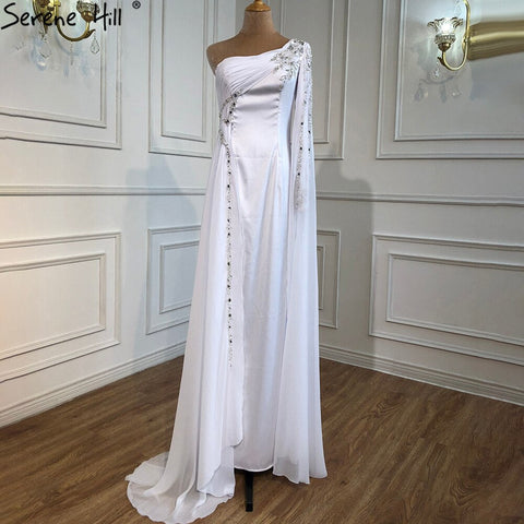 Robe de soirée asymétrique en satin blanc, style sirène, élégante et sexy, pour femmes, modèle LA70711, 2025 