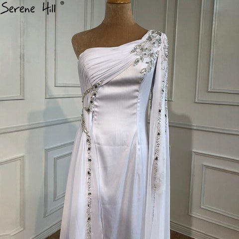 Robe de soirée asymétrique en satin blanc, style sirène, élégante et sexy, pour femmes, modèle LA70711, 2025 