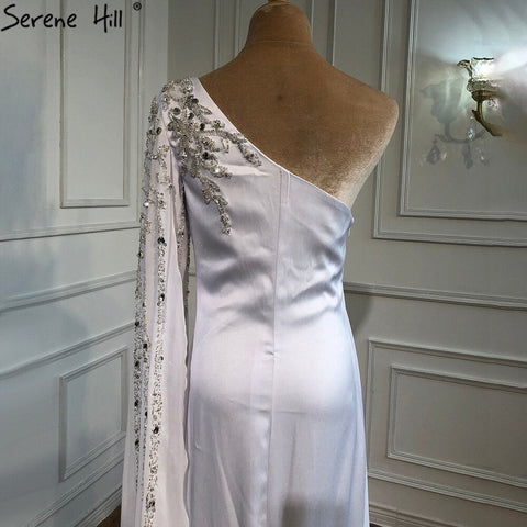Robe de soirée asymétrique en satin blanc, style sirène, élégante et sexy, pour femmes, modèle LA70711, 2025 