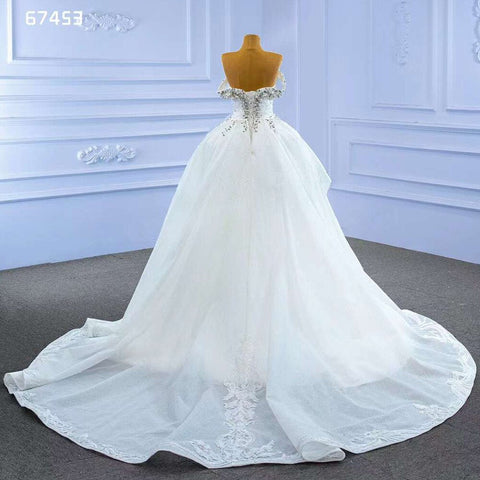 White Sexy V Neck Detachable Train Mermaid Lace Beaded Bride Gowns Wedding Dress 2025 High End Custom Made HM67453