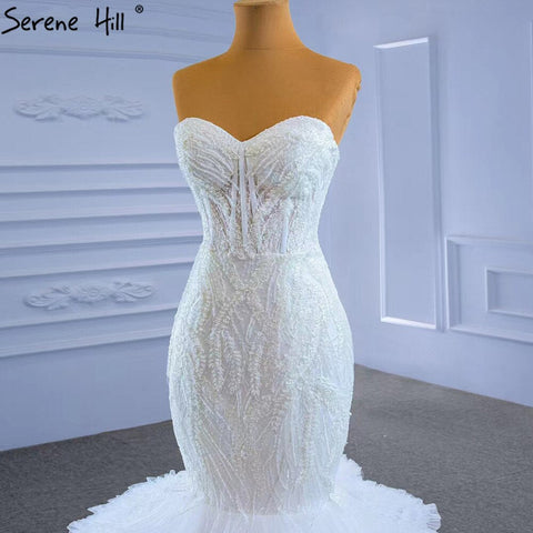 White Sweetheart Sexy Wedding Dresses 2025 Luxury Beaded Ruffles Bride Gowns HM67347 Custom Made