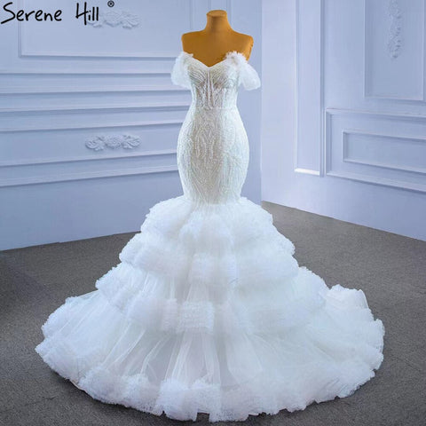 White Sweetheart Sexy Wedding Dresses 2025 Luxury Beaded Ruffles Bride Gowns HM67347 Custom Made