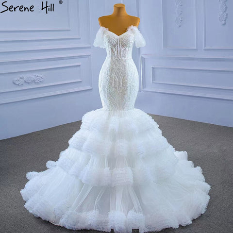 White Sweetheart Sexy Wedding Dresses 2025 Luxury Beaded Ruffles Bride Gowns HM67347 Custom Made