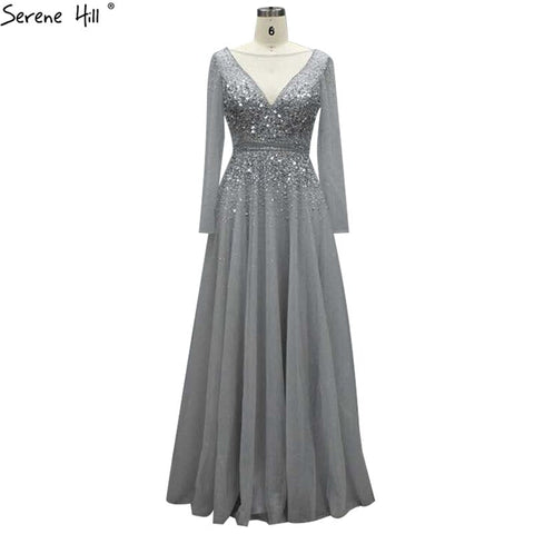 Vestidos de noche estilo Dubái, corte A, color vino tinto, 2025, con mangas largas y cuentas, diseño de vestido formal sexy LA70734 