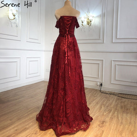 Wine Red A-Line Luxury Evening Dresses Gowns 2025 Crystal Sweetheart Sexy For Women Party LA71025