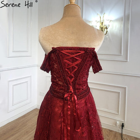 Wine Red A-Line Luxury Evening Dresses Gowns 2025 Crystal Sweetheart Sexy For Women Party LA71025