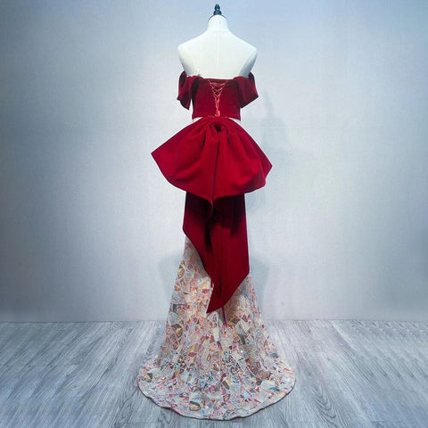 Wine Red Classic Mermaid Evening Dresses 2025 Dubai Formal Gowns for Women Party LA72118