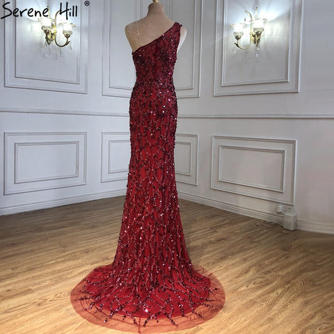Wine Red Luxury Mermaid Evening Dresse Gowns 2025 Elegant Beaded Detachable Skirt For Women Party LA70829A