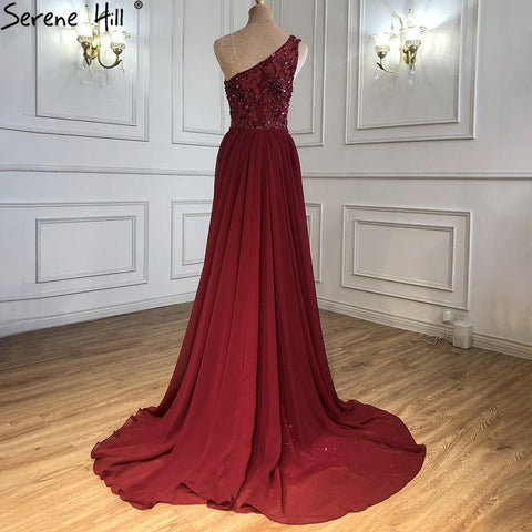 Wine Red Luxury Mermaid Evening Dresse Gowns 2025 Elegant Beaded Detachable Skirt For Women Party LA70829A