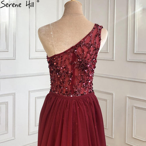 Wine Red Luxury Mermaid Evening Dresse Gowns 2025 Elegant Beaded Detachable Skirt For Women Party LA70829A