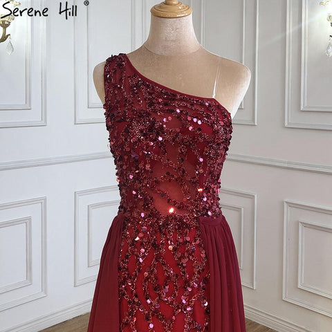 Wine Red Luxury Mermaid Evening Dresse Gowns 2025 Elegant Beaded Detachable Skirt For Women Party LA70829A