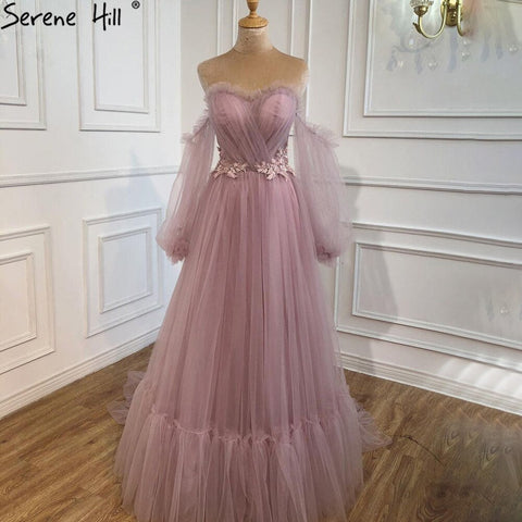 Wine Red Simple Sexy Evening Dresses Gowns 2025 Long Puff Sleeves Lace Up For Women Party Dress HA2443