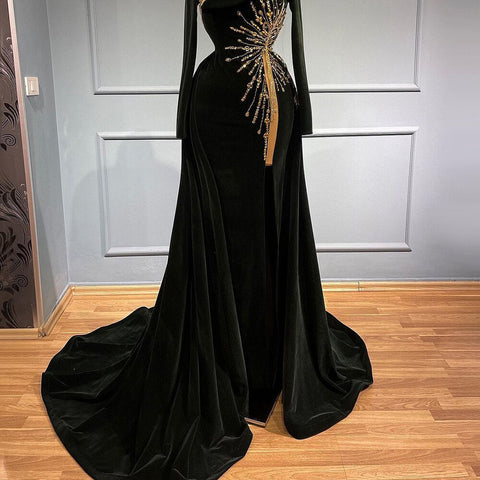 Wine Red Velour Overskirt Evening Dresses Gowns 2025 Mermaid Elegant Luxury For Women Party LA71517