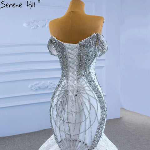 Wit Kralen Diamond Wedding Dresses 2025 Mermaid Elegant Luxe Bruid Toga HM67385 Custom Made