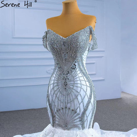 Wit Kralen Diamond Wedding Dresses 2025 Mermaid Elegant Luxe Bruid Toga HM67385 Custom Made