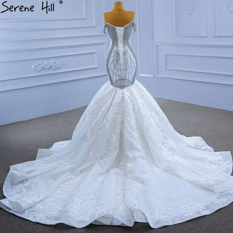 Wit Kralen Diamond Wedding Dresses 2025 Mermaid Elegant Luxe Bruid Toga HM67385 Custom Made