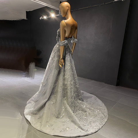 Zilver Luxe Sweetreart Avond Jurken 2025 Kralen A-lijn Sexy Voor Vrouwen Party LA71539