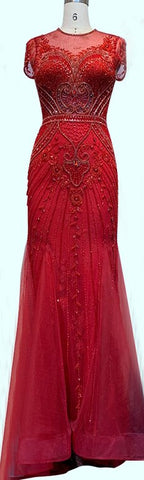 Vestido de noche de lujo de sirena azul, manga de diamante con cuentas de Dubái, diseño de vestir Formal, LA70757, 2025