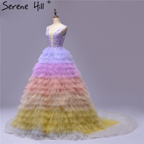 Sexy Backless Deep-V Tulle Wedding Dresses 2025 Multicolour Sleeveless Photography Bridal Gowns HA2479