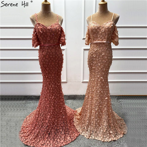 En oferta, sin devoluciones ni reembolsos. Vestidos de noche de sirena, sexis, sin tirantes, de manga corta, con bordados y perlas. Vestido formal de moda LA6519. 