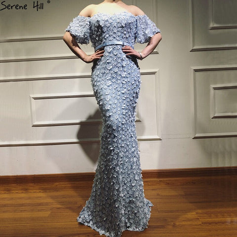 En oferta, sin devoluciones ni reembolsos. Vestidos de noche de sirena, sexis, sin tirantes, de manga corta, con bordados y perlas. Vestido formal de moda LA6519. 