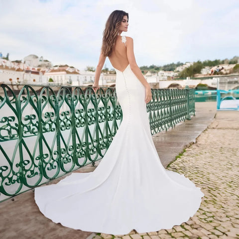 Sexy Wedding Dress For Women Square Neck Spaghetti Straps Open Back Sleeveless Bridal Gowns Customize Elegant Robe Mariee 2024