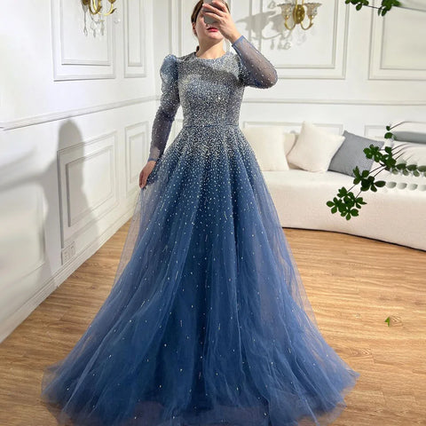 Green Mermaid Elegant Beaded Evening Dress Gown with Skirt Sleeves LA71762