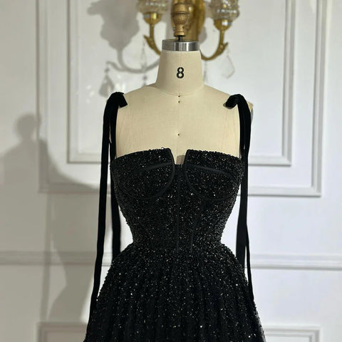 Luxury Saudi Wine Red Beaded Evening Gown Spaghetti Strap Floor-Length for Formal Occasion LA70600A