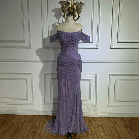 Elegant Purple Evening Dresses Gowns with Sleeveless Tulle for Formal Occasion 2025 LA72790