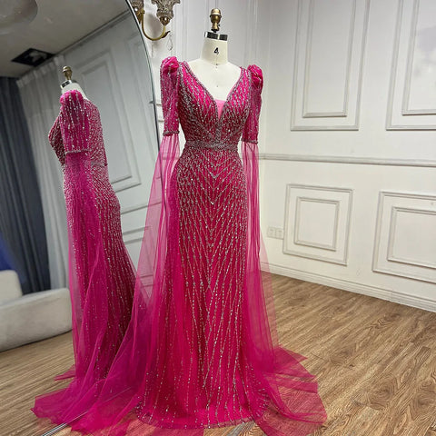 Luxury  Fuchsia Evening  Dress  Mermaid Gown for Formal Occasion LA72774
