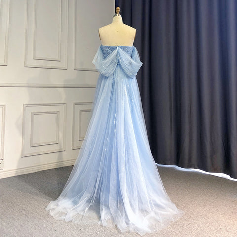 Blue High Split Mermaid Evening Dresses Gowns 2025 Beaded Elegant Luxury For Woman Party LA71595