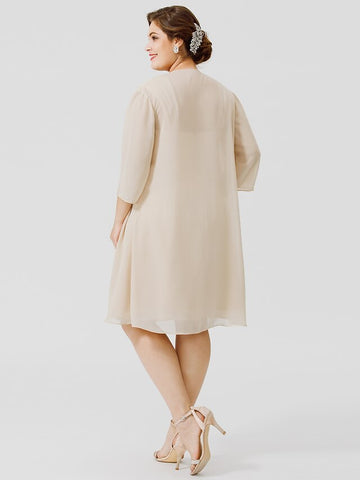 Vestidos de corte princesa/línea A con tirantes finos hasta la rodilla para la madre de la novia 