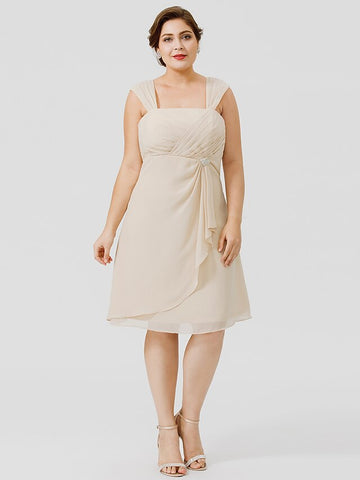 Vestidos de corte princesa/línea A con tirantes finos hasta la rodilla para la madre de la novia 