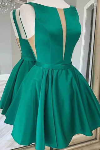 Vestidos sencillos verdes de corte A, económicos, para baile de bienvenida, vestidos para baile de bienvenida juveniles