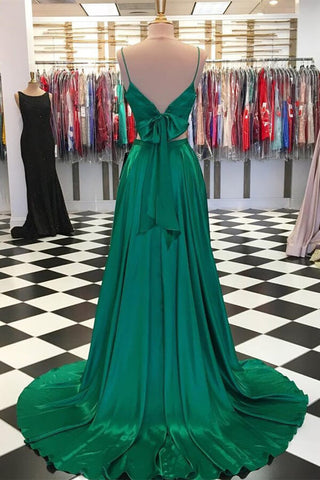Robe de bal deux pièces en satin, coupe trapèze, bretelles spaghetti, robe de soirée