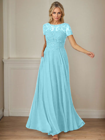 Vestido de gasa azul marino oscuro de corte en A con escote barco y lentejuelas 