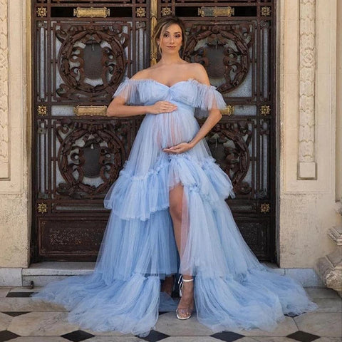 Ruffles Maternity Gowns for Photo Shoot or Baby Shower VMR24
