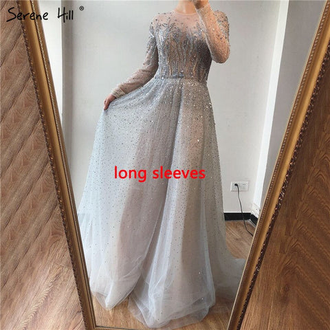 Sliver Arabic Luxury Beading Cape Sleeves  A-Line Evening Dresses 2025 O-Neck A-Line Sexy Evening Gowns cerene Hill LA60869