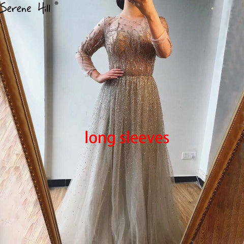 Sliver Arabic Luxury Beading Cape Sleeves  A-Line Evening Dresses 2025 O-Neck A-Line Sexy Evening Gowns cerene Hill LA60869