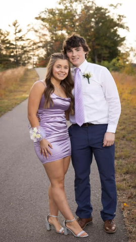 Vestido ajustado lila con tirantes finos, minivestido sexy para fiesta de bienvenida Y2441